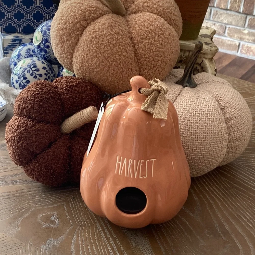 NEW! Rae Dunn Ceramic Farmhouse Harvest Gourd Pumpkin Birdhouse
